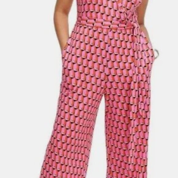 NWT Diane von Furstenberg x Target Collared Sleeveless Geo Jumpsuit – Pink XL - Picture 3 of 3